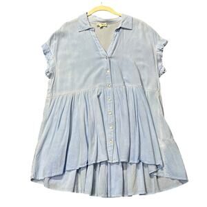 Jane and Delancy Baby Doll Tiered Button V-Neck Top Tunic Size Large